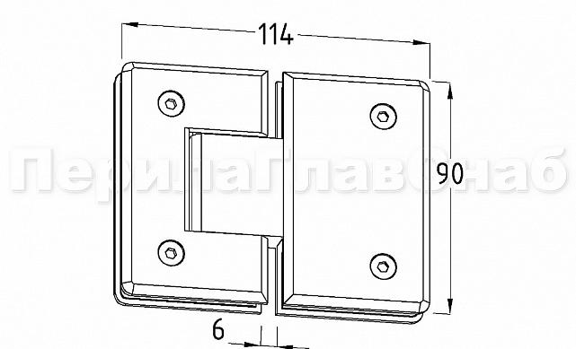 Петля для душевой кабины стекло-стекло 180° 90х55 мм, полированная t303 PSS 3
