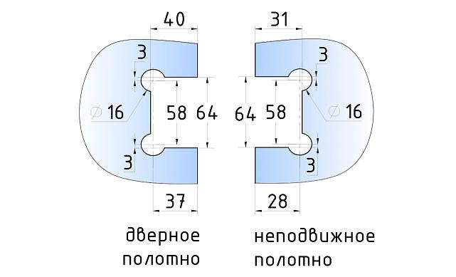 Петля для душевой стекло-стекло 90х55 мм, 135°, латунь-хром t302 PC 4