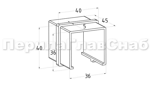 Соединитель для поручня с пазом 40х40 мм, полированный, (AISI 304) k545 2