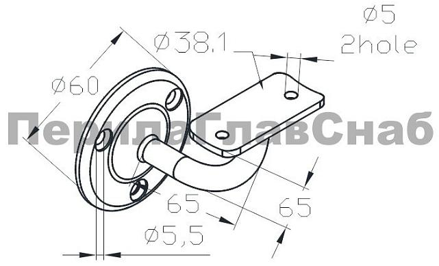 Пристенок литой под Ø38.1 мм, полированный, золото k234-88 3