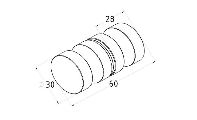 Дверная ручка "кноб", алюминий-хром, шлифованный t692 AL SSS 3