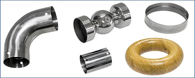 Соединители и отводы для деревянного поручня в Тюмени. Комплектующие для лестничных ограждений и перил ПерилаГлавСнаб