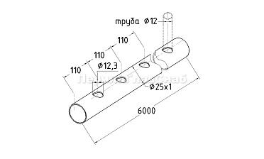 Труба AISI 304 25х1х6000, с перфорацией под  Ø12, 30°, GRIT 600 837-5 купить в Тюмени
